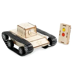 Wooden Physical Model Puzzle Science Experiment Kit School Kids Hand Made DIY Remote Control Tank STEM Toys For School Supplies