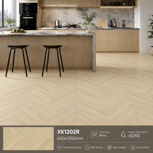 Carreaux de porcelaine effet bois moderne en chevrons (herringbone) 600x1200mm, brillants, résistants à l'usure, pour sol de salle de bain, garantie 5 ans - Product Image 4