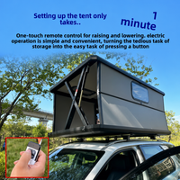 Tente de toit de voiture électrique en alliage d'aluminium à double couche, en tissu Oxford, design gonflable, une chambre, panneaux solaires, ouverture automatique