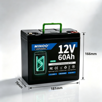 Baterai LifePO4 12V 600Ah Tahan Lama, Terbuat dari sel baterai LifePO4 3.2V, Dapat Didaur Ulang, Baterai Lithium 12V 60Ah untuk Tenaga Surya