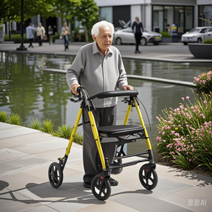 Práctico rodillo de rehabilitación con asiento cómodo y andador de almacenamiento transparente para clínicas - Product Image 1