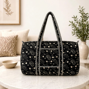 Handcrafted Cotton Casual Travel <b>Luggage</b> Bag Luxury Weekender Sports Duffel <b>Lightweight</b> Durable Secure Zipper Closure - Product Image 1