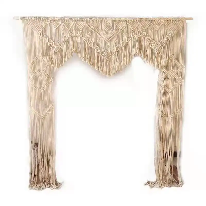 Thảm Treo Tường Sáng Tạo Macrame Dệt Tay Phong Cách Bohemian Phụ Kiện Trang Trí Dây Cotton Nghệ Thuật