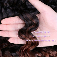 Extensions de cheveux synthétiques ondulés de 12 pouces pour tresses au crochet, boucles afro ombrées Hawaïennes, boucles italiennes pour femmes