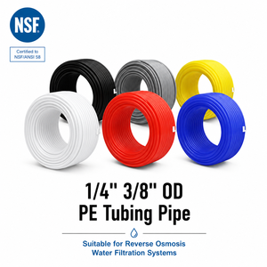 Tuyau PE de 1/4" et 3/8" de diamètre extérieur, qualité alimentaire, pour purificateur d'eau, ligne en plastique flexible certifiée, conforme aux normes strictes NSF/AN - Product Image 1