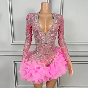 <span class=keywords><strong>Robe</strong></span> de soirée longue en satin <span class=keywords><strong>rose</strong></span> avec strass et perles pour femme, taille naturelle, respirante, pour l'été, XS8152 - Product Image 1