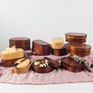 Japanese Style Wooden Bento Lunch Box For Food Fruit Sushi Bento Box Bowl Reusable Picnic Food Container