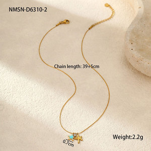 Collares de Moda Hawaiana de Verano, Joyería de Acero Inoxidable 316L, Collar de Conchas Marinas Chapado en Oro de 14k y 18k para Mujer - Product Image 5