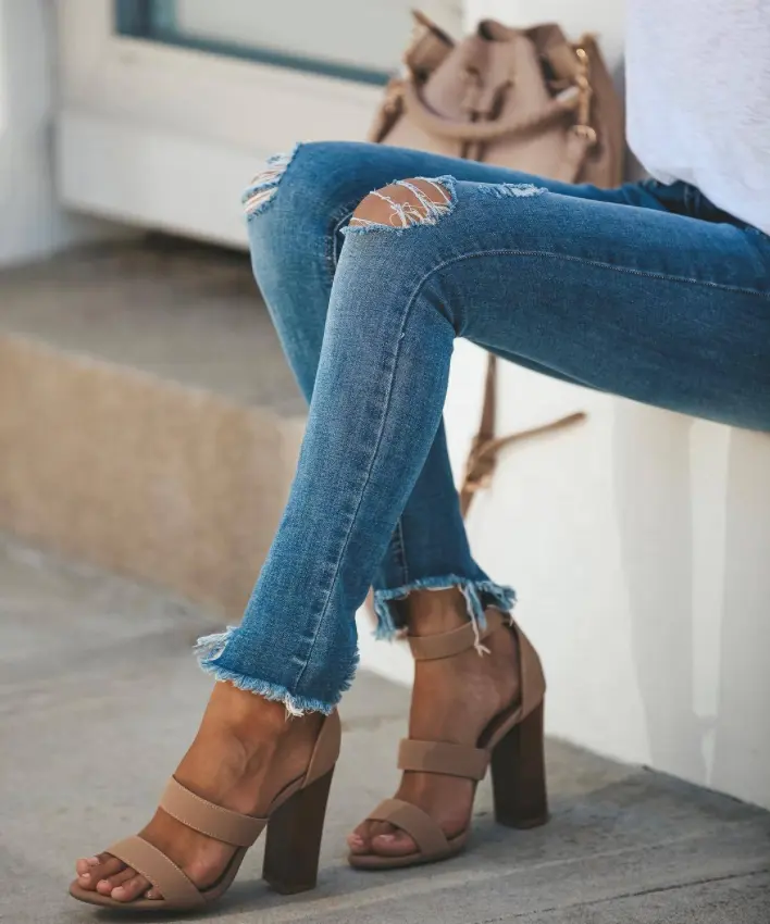 Jean élastique en coton pour femmes, slim pieds, nouveau style, tendance, 2019