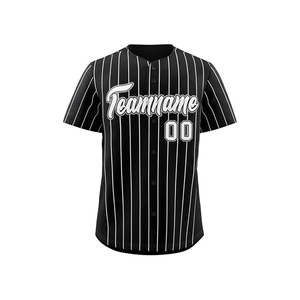 2025 pabrik kustom Logo kancing cepat kering V-Neck bergaris kaus bisbol - Product Image 3
