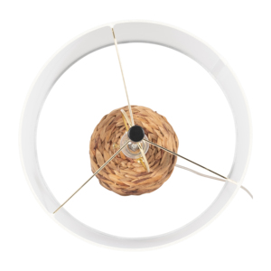 Lampada da tavolo con base in erba marina intrecciata e paralume in lino per l'arredamento di camera da letto e soggiorno - Product Image 6