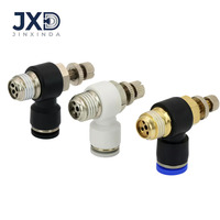 Vanne de régulation de débit pneumatique SL, type papillon, unidirectionnelle, pour tube Ø 4-16mm, raccords BSP 1/8" 1/4" 3/8", en laiton nickelé, certifiée CE
