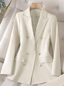 Blazer pour femmes, veste cintrée à trois boutons, tenue de travail de bureau, vêtement formel - Product Image 2