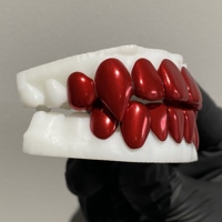 Grilles dentaires personnalisées en argent 925 plaqué or rouge, style hip-hop, vampire, pour hommes et femmes