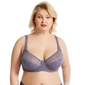 Intiflower H6016 Bra renda wanita, Bra rajut bunga transparan tradisional dengan tali yang dapat disesuaikan, Bra renda seksi padat