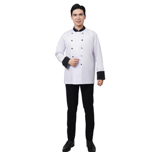 Custom Logo <b>Chef</b> Uniform Set Double Breasted <b>Chef</b> Jacket with Apron OEM Factory Supply - Product Image 3
