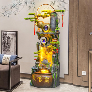 Fontaine artificielle Quanfangyuan peinte à la main avec lumières LED, débit d'eau, résistante à l'eau, pour la décoration Feng Shui à la maison ou au bureau - Product Image 3
