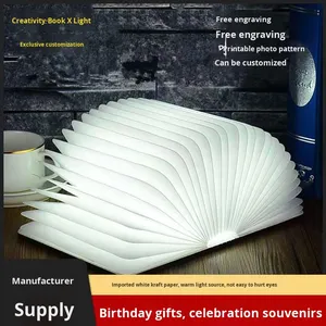 Ba-màu LED gỗ bàn đèn mắt-bảo vệ chiếu sáng có thể gập lại cuốn sách Đèn lập-trang ánh sáng ban đêm cho phòng ngủ bán buôn - Product Image 3