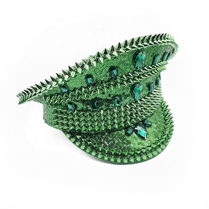 Rhinestone Sequin Captain Hat Y2K Style Unisex for Festival Birthday Party Supplies <strong>Burning</strong> <strong>Man</strong> Rave Wear Cosplay <strong>Costume</strong> - Product Image 3