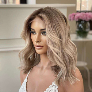 วิกผมสั้นบ๊อ<span class=keywords><strong>บ</strong></span>ลูกไม้สไตล์ยุโรปสำหรับผู้หญิงวิกผมด้านหน้าเป็น<span class=keywords><strong>ลอน</strong></span><span class=keywords><strong>สี</strong></span><span class=keywords><strong>ทอง</strong></span>สีไฮไลต์ธรรมชาติ - Product Image 5