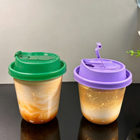 Gobelets en plastique transparent PET en forme de U avec logo personnalisé, 360 500 700U, pour thé au lait, avec couvercle, jetables, diamètre 98 mm
