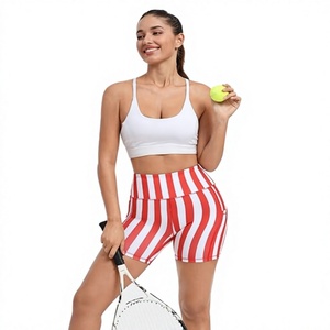 Shorts Deportivos de Punto para Mujer, Cintura Alta, Color Sólido, con Bolsillos, Cintura Elástica, Transpirables - Product Image 1