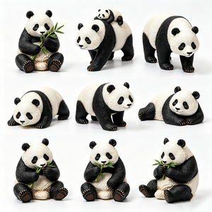 Miniature personalizzate in scala 1/12 di panda carini, snodabili, realistici, in PVC, action figure <span class=keywords><strong>Chibi</strong></span> - Product Image 2