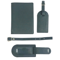 Portefeuille de passeport en cuir Saffiano gravé sur mesure, porte-passeport personnalisé et ensemble d'étiquettes de bagages avec boîte cadeau