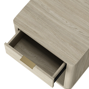 Nightstand in Natural Wood Finish with Drawer and <b>Open</b> Shelf for Bedroom <b>Storage</b> - Product Image 5