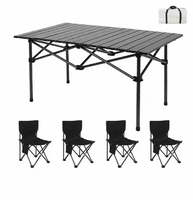 Juego de sillas de mesa plegable con rollo de aluminio portátil de alta resistencia moderno para acampar al aire libre Picnic barbacoa duradero ligero a precio