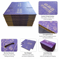 Boîte d'expédition en carton ondulé robuste, personnalisée, imprimée sur mesure, motif iconique violet foncé, pour l'emballage de marques e-commerce, directement de l'usine