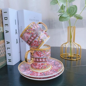 Nouveau produit : Ensemble de 2 tasses en céramique, style Europe occidentale, ensembles de café de luxe, ensembles pour salon, tasses à thé et soucoupes en porcelaine - Product Image 5