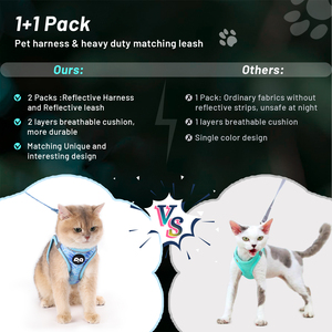 최고의 애완 동물 용품 중소형 개와 고양이를 위한 전천후 메쉬 스텝 인 에어 개 하네스 반사 나일론 조끼 - Product Image 4