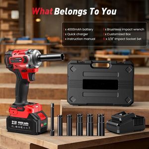 Herramientas Eléctricas Inalámbricas <span class=keywords><strong>de</strong></span> 4000 mAh, <span class=keywords><strong>Pistola</strong></span> <span class=keywords><strong>de</strong></span> <span class=keywords><strong>Impacto</strong></span> Eléctrica <span class=keywords><strong>de</strong></span> <span class=keywords><strong>3</strong></span>/<span class=keywords><strong>8</strong></span> Pulgadas, 5 Enchufes, Motor sin Escobillas para Automóvil, Hogar, Llave <span class=keywords><strong>de</strong></span> <span class=keywords><strong>Impacto</strong></span> para Neumáticos - Product Image 2