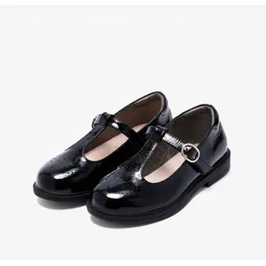 Gummi Laufsohle Mädchen Schwarz Leder Schuhe Kinder Euro Schule Schuhe