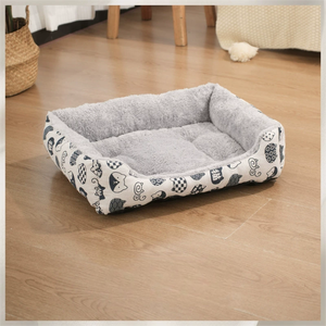 Quadratisches Bedrucktes Haustierbett Weiches Plüschgefüttertes Katzenbett mit Rutschfestem Boden für Katzen & Kleine Hunde - Product Image 5