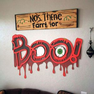 Creative <b>Wooden</b> Halloween Wall Sign Decor Handcrafted <b>Rustic</b> <b>Wooden</b> Craft for Spooky Seasonal Festive Party Ambiance Decoration - Product Image 3