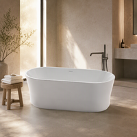 Baignoire autoportante ovale moderne en acrylique épais de qualité CE, de couleur blanche, avec drain