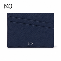 Porte-cartes en cuir fin Saffiano avec logo personnalisé, étui pour cartes de crédit, portefeuille pour marques de vente en gros et au détail, cadeaux d'entreprise et OEM