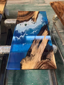 Tavolo da Pranzo in Legno Massello con Bordo Naturale <span class=keywords><strong>e</strong></span> Finitura in Resina Epossidica per <span class=keywords><strong>Arredamento</strong></span> Rustico - Product Image 5