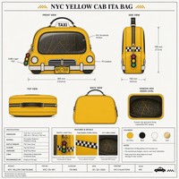 Tas Selempang Bentuk Taksi NYC Kustom, Tas Kuning Taksi, Tas Retro dengan Tanda Atap, Garis Samping Kotak-kotak, Souvenir Unik NYC