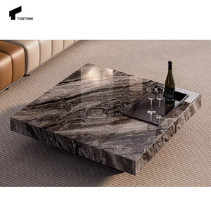 Tostone Light High-end di lusso tavolino galleggiante in marmo naturale venezia marrone per semplici arredi per la casa - Product Image 5