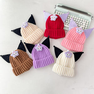 Chapeau en <span class=keywords><strong>tricot</strong></span> mignon de couleur unie, nouveau design, chapeau en <span class=keywords><strong>tricot</strong></span> chaud pour bébé et enfant avec oreilles de <span class=keywords><strong>chat</strong></span> brodées - Product Image 1
