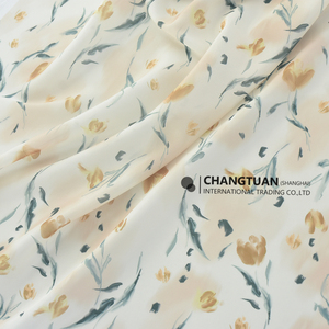 Tela de Chifón Floral al por Mayor para Confección de Vestidos, Tela de Chifón Estampada con <span class=keywords><strong>Tulipanes</strong></span> en Acuarela - Product Image 5