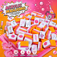 Jeu de Mahjong Américain 1,25 pouce, tuiles en acrylique orange 4 couches, 160 pièces, style classique de luxe, gravé au laser, imprimé UV, pliable