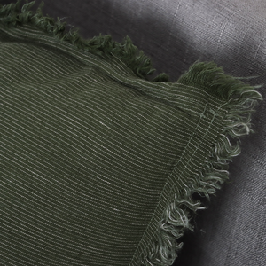 Housse de coussin décorative en tissu de lin vert lavable avec fermeture éclair, design vintage personnalisable - Product Image 6