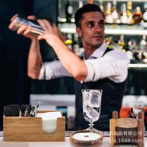 Boîte à condiments rotative en bois avec 5+ compartiments pour le bar, le cocktail, le sucre, le sel, le rangement des bords et le porte-mouchoirs - Product Image 3