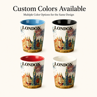 Verre à shot en céramique souvenir de Londres, Grande-Bretagne, Big Ben, petite coupe à vin, vente en gros d'usine, personnalisable
