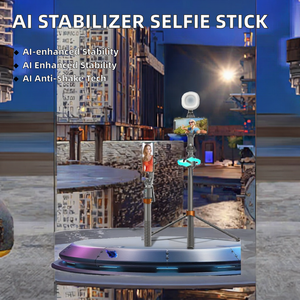 <span class=keywords><strong>Stabilisateur</strong></span> <span class=keywords><strong>portable</strong></span> intelligent IA à quatre axes anti-tremblement avec lumière d'appoint rétractable, perche à selfie et support de téléphone pour téléphones mobiles sportifs - Product Image 3