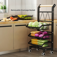Chariot de rangement de cuisine moderne à 3-5 niveaux, paniers amovibles en fer forgé, étagère à fruits et légumes, organisateur de vaisselle sur roulettes